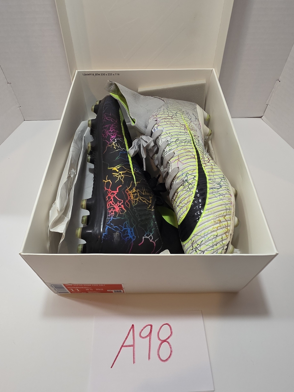 Nike Vapor Edge Pro OBJ Mens Soccer Cleats - Black & White with Neon Accents